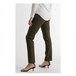 Quince Women’s Timeless Olive Green Ultra Stretch Ponte Straight Leg Pants Sz L